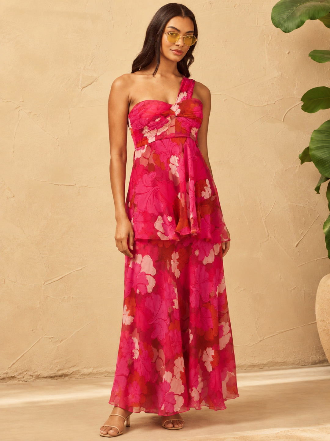Gul One Shoulder Layered Maxi