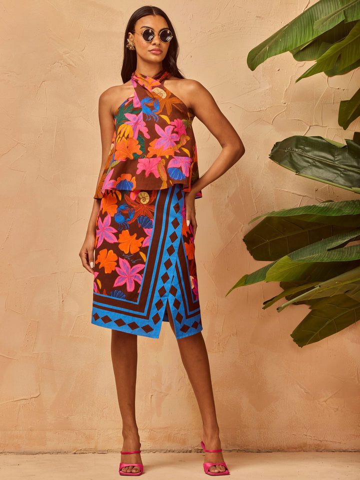 Devi Criss Cross Blouse & Scarf Skirt