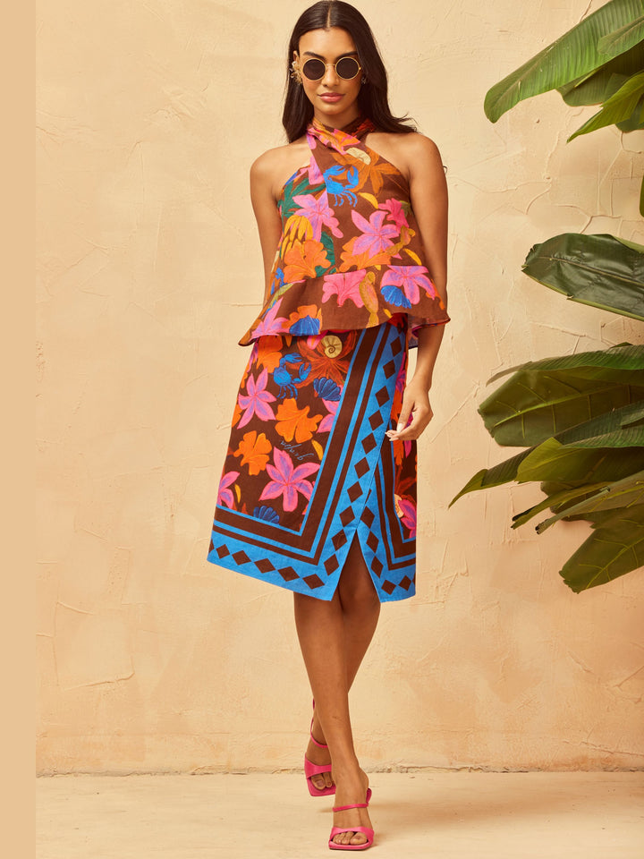 Devi Criss Cross Blouse & Scarf Skirt