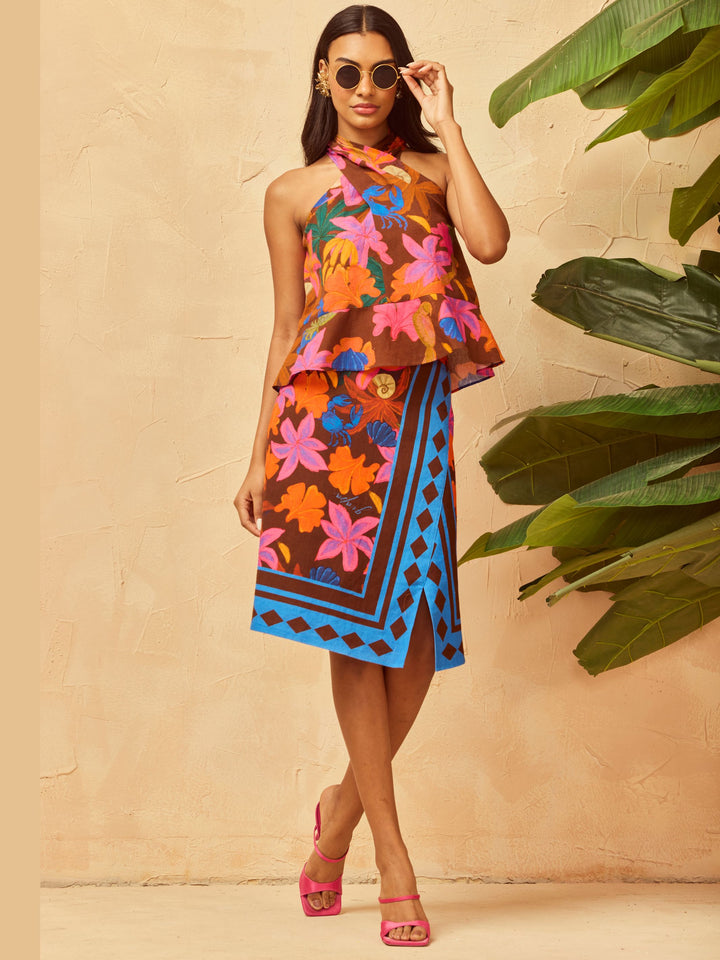 Devi Criss Cross Blouse & Scarf Skirt