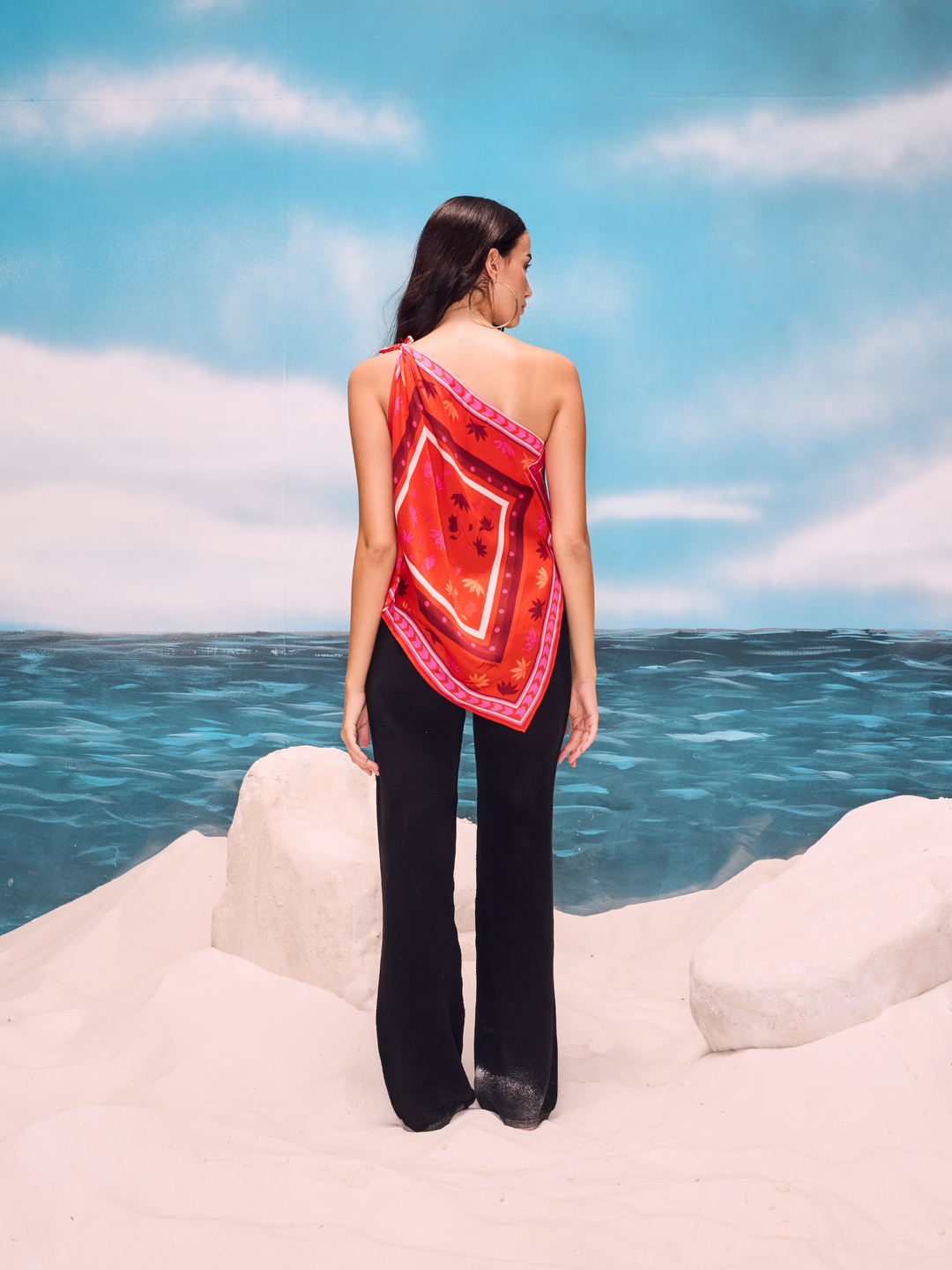 Kesar Scarf One Shoulder Top