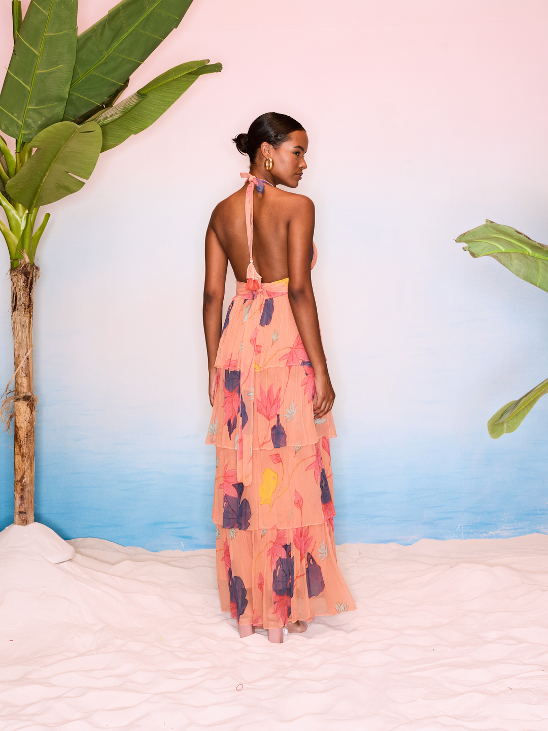 Mallika Four Layered Halter Maxi