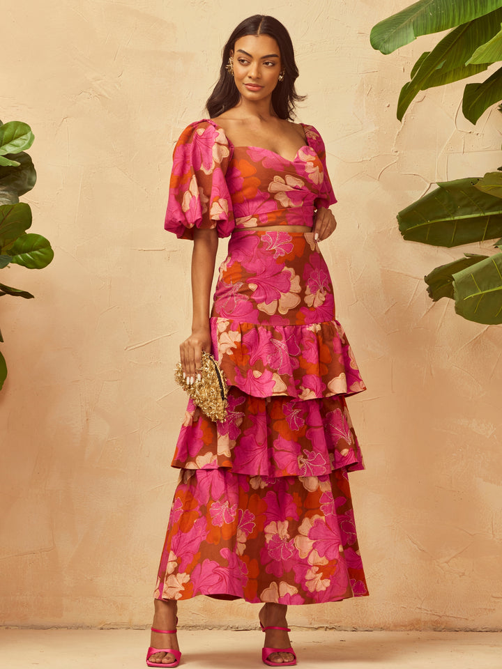 Gul Bustier & Ruffled Skirt Set