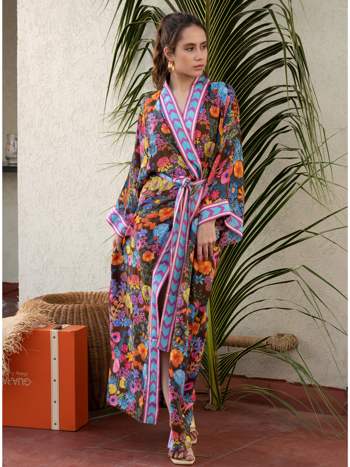 Midnight Rose Scarf Kimono