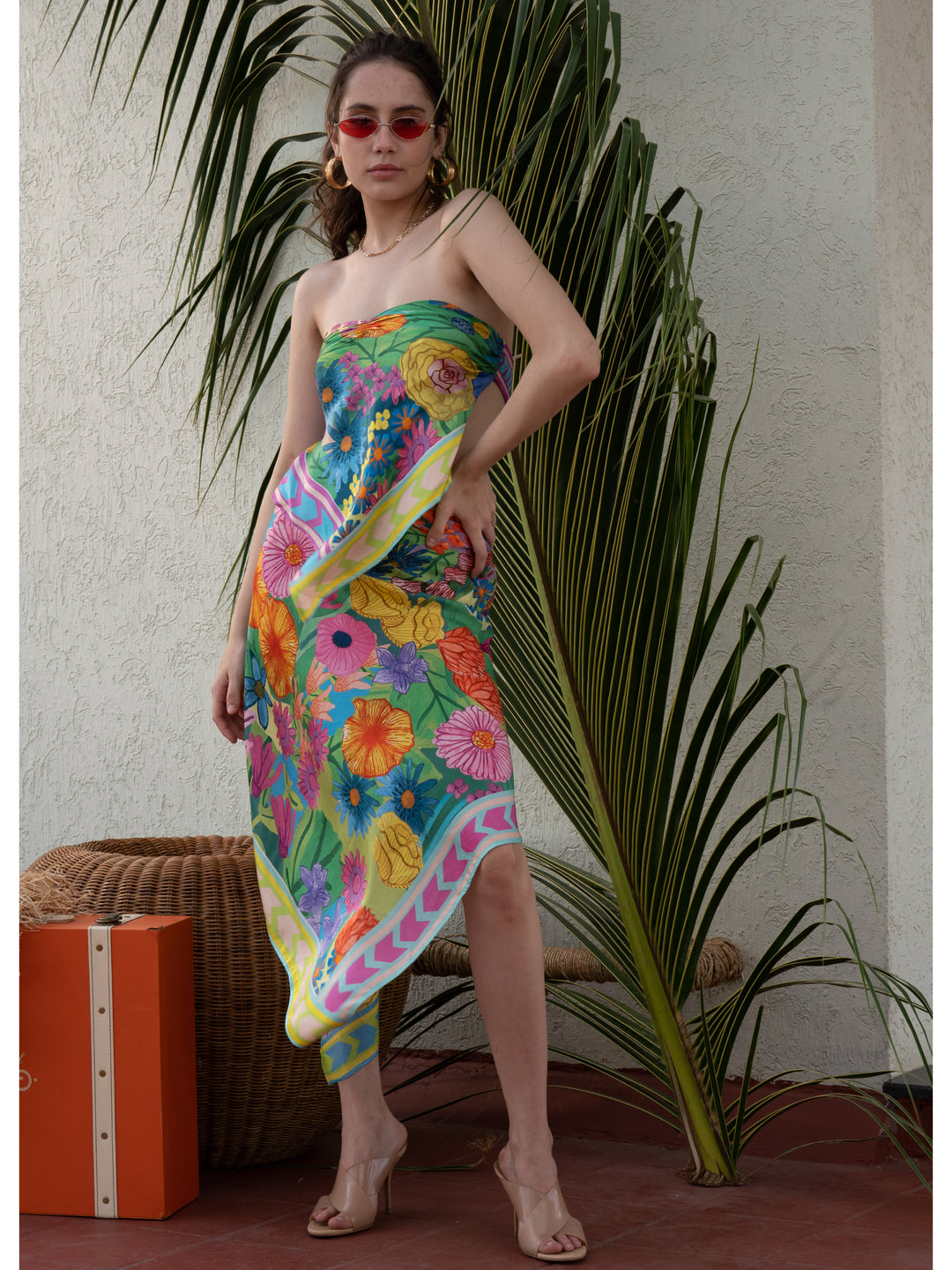 Moss Bandeau Top and Skirt Set