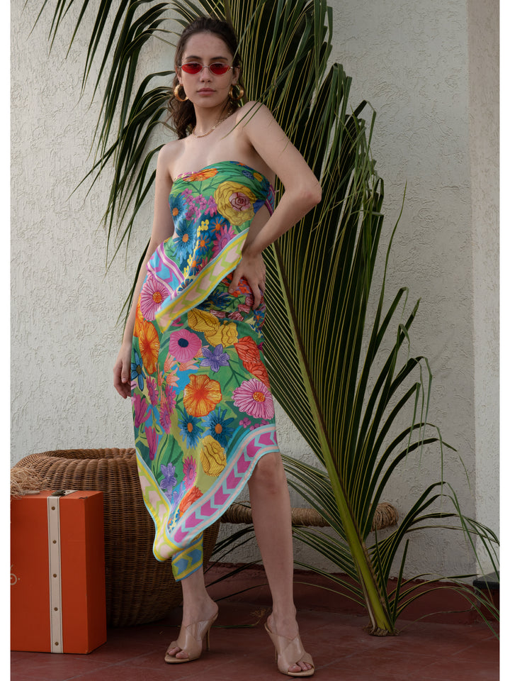 Moss Bandeau Top and Skirt Set