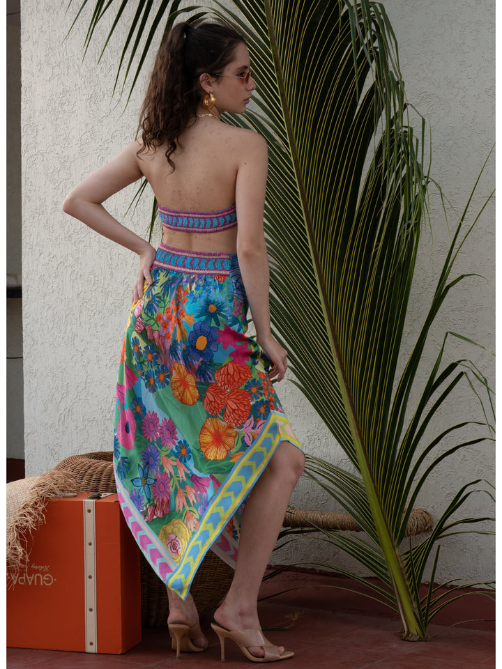 Moss Bandeau Top and Skirt Set