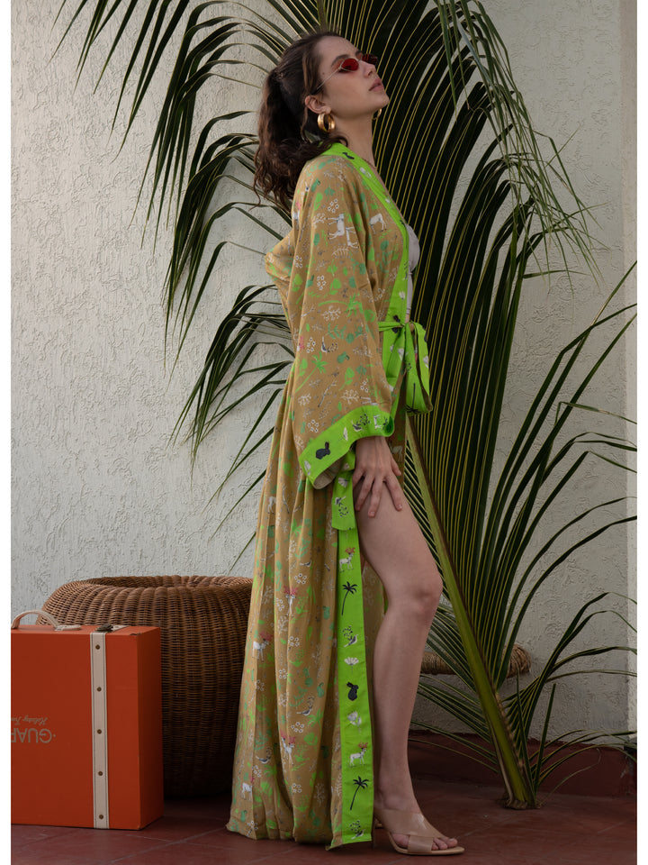 Parrot Scarf Kimono Robe