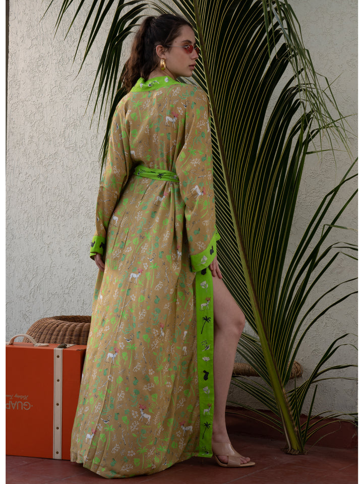 Parrot Scarf Kimono Robe