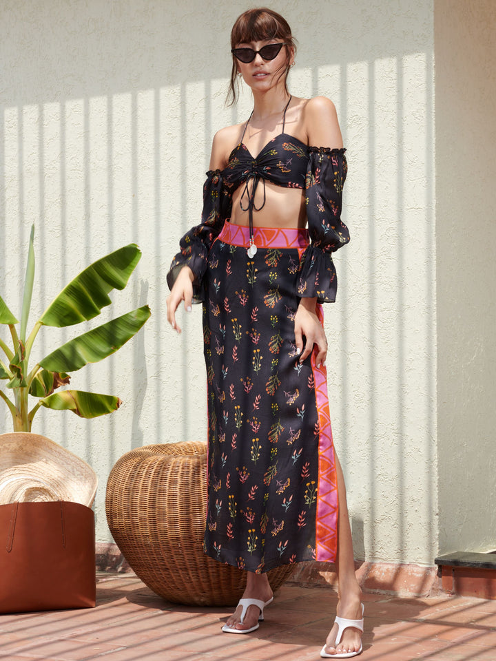 Moana Scarf Sarong Skirt (Black)