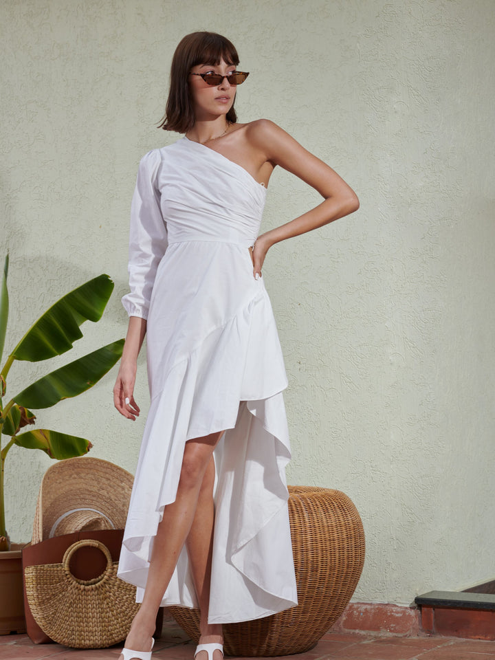 Aphrodite Off-Shoulder Asymmetrical Dress