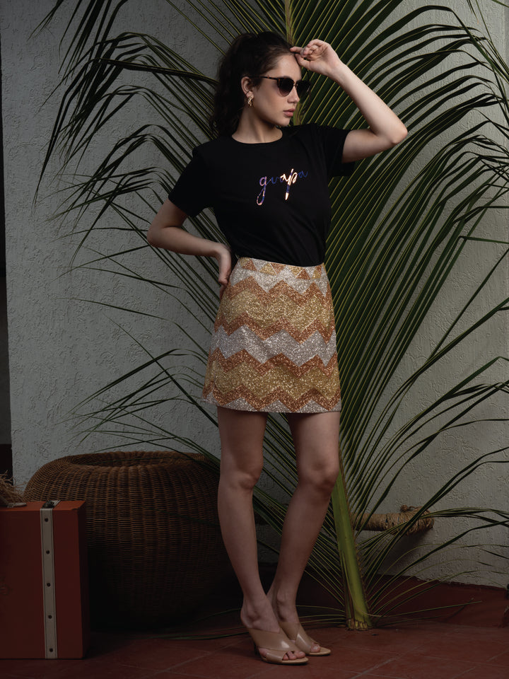Rodeo Gold Beaded Mini Skirt