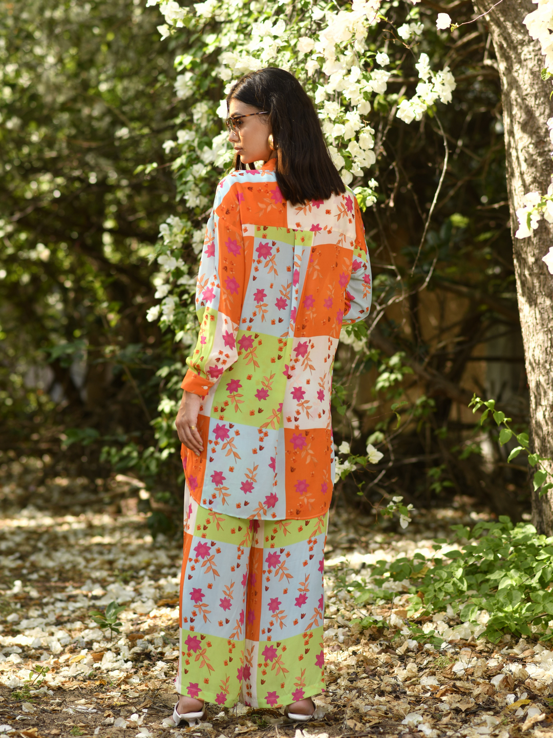 Azlea Patchwork Beach Button Down & Palazzo Set