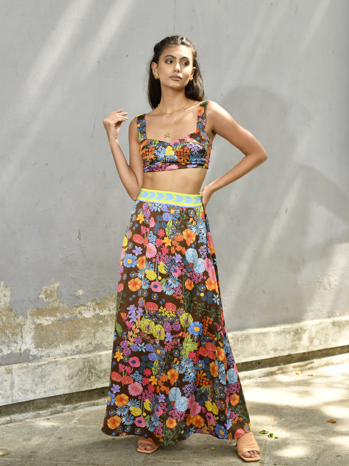 Midnight Rose Bustier & Maxi Skirt Set