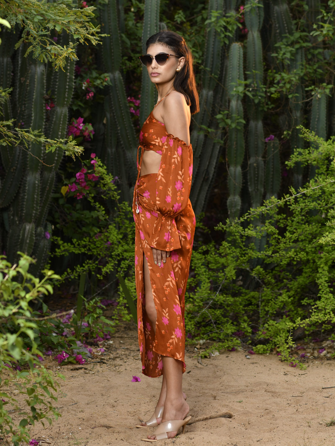 Camellia Ruched Bustier Top & Sarong Skirt