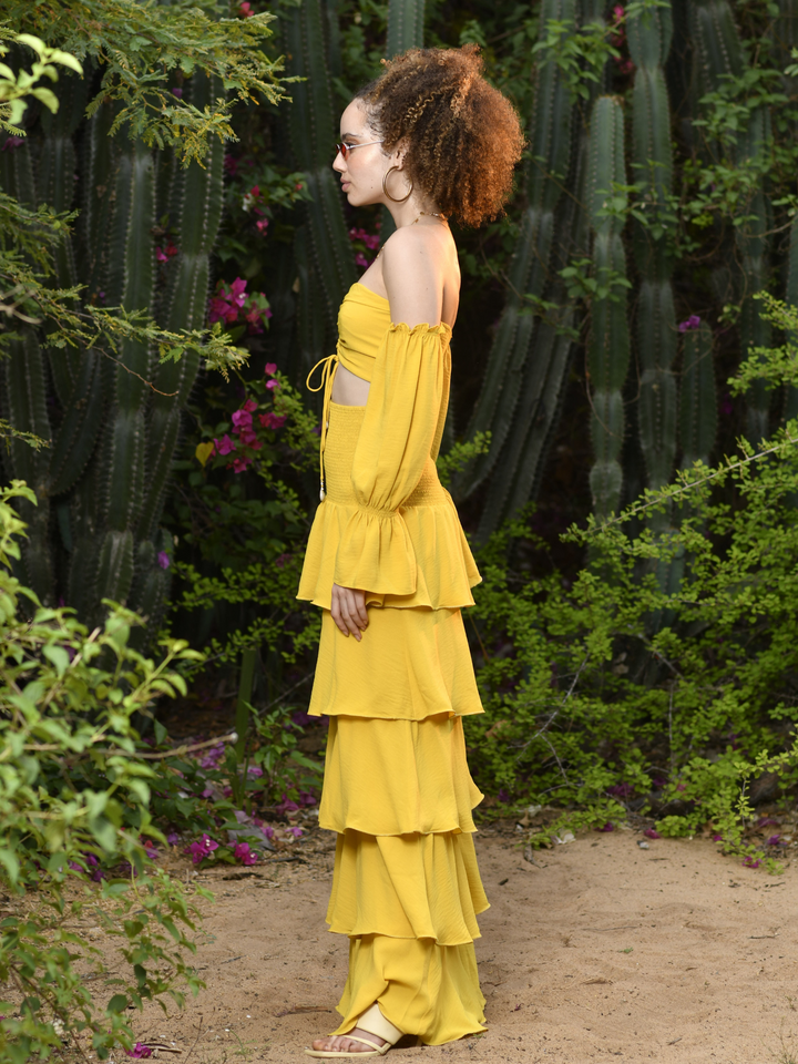 Marigold Ruched Bustier Top & Skirt
