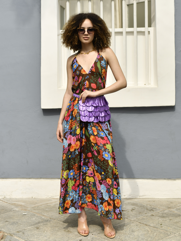 Midnight Rose Halter Maxi Dress